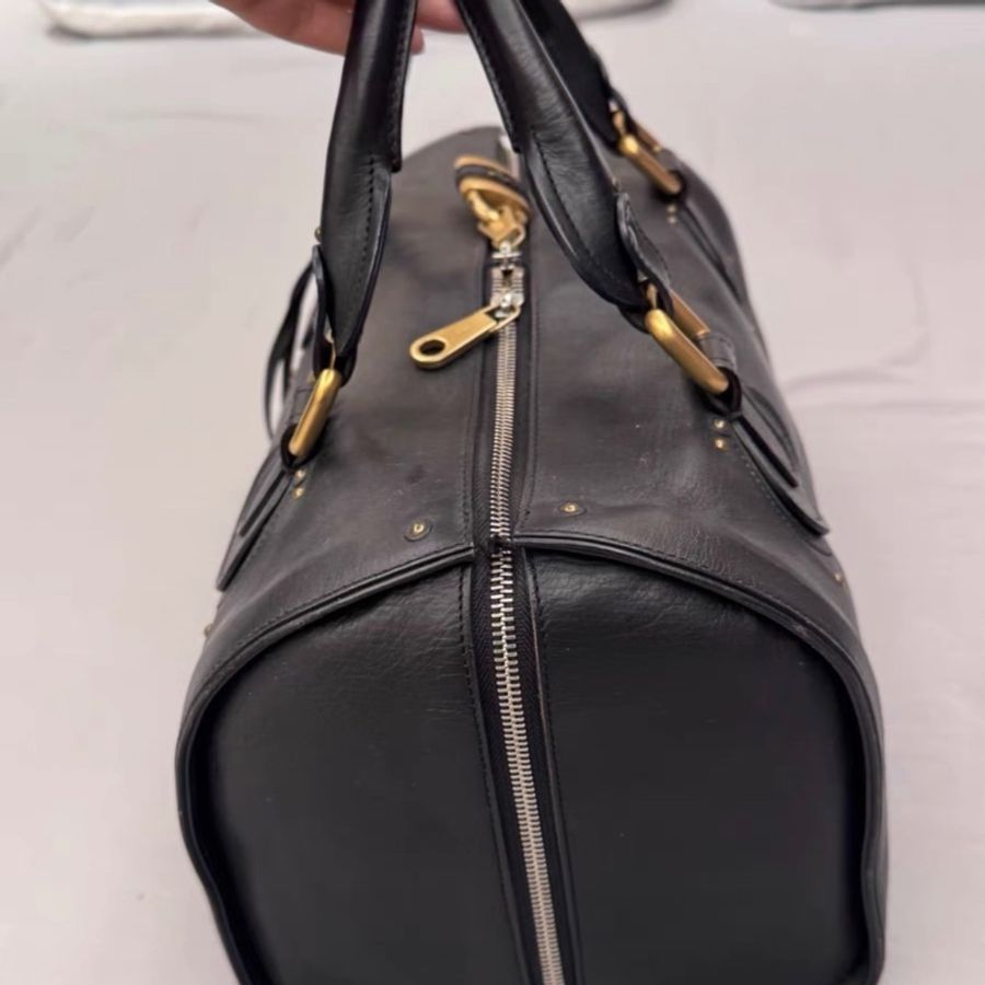 Chloe Paddington鎖頭包牛皮純色旅行手提包 黑色-12