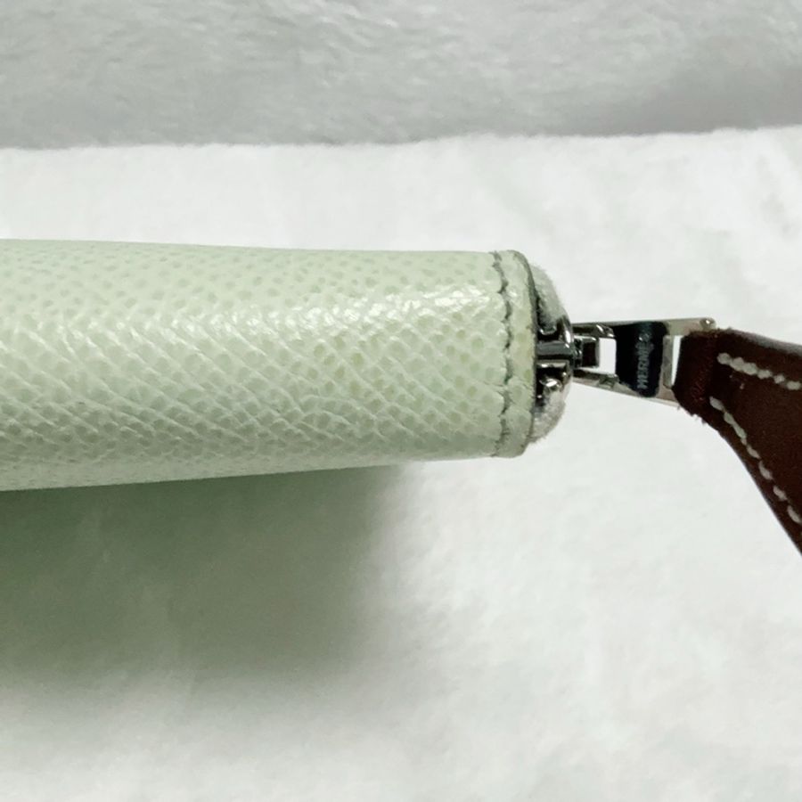 專櫃13萬《招財綠 狗來富 好多狗狗》Hermes愛馬仕氣泡綠絲巾長夾 花園狗Silk In Epsom小牛皮拉鏈長夾-20