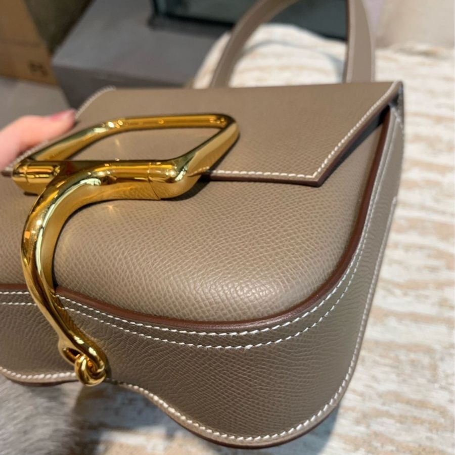 🌈Hermes🧡Mini Della🧡大象灰金扣🌟98新🌟Epsom皮🌟愛馬仕🌟-2