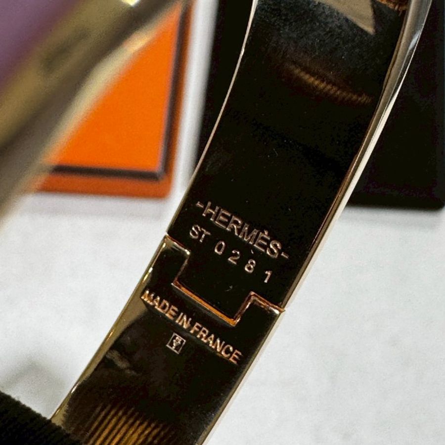Hermès Clic H Logo細版櫻花粉色琺瑯手環-4