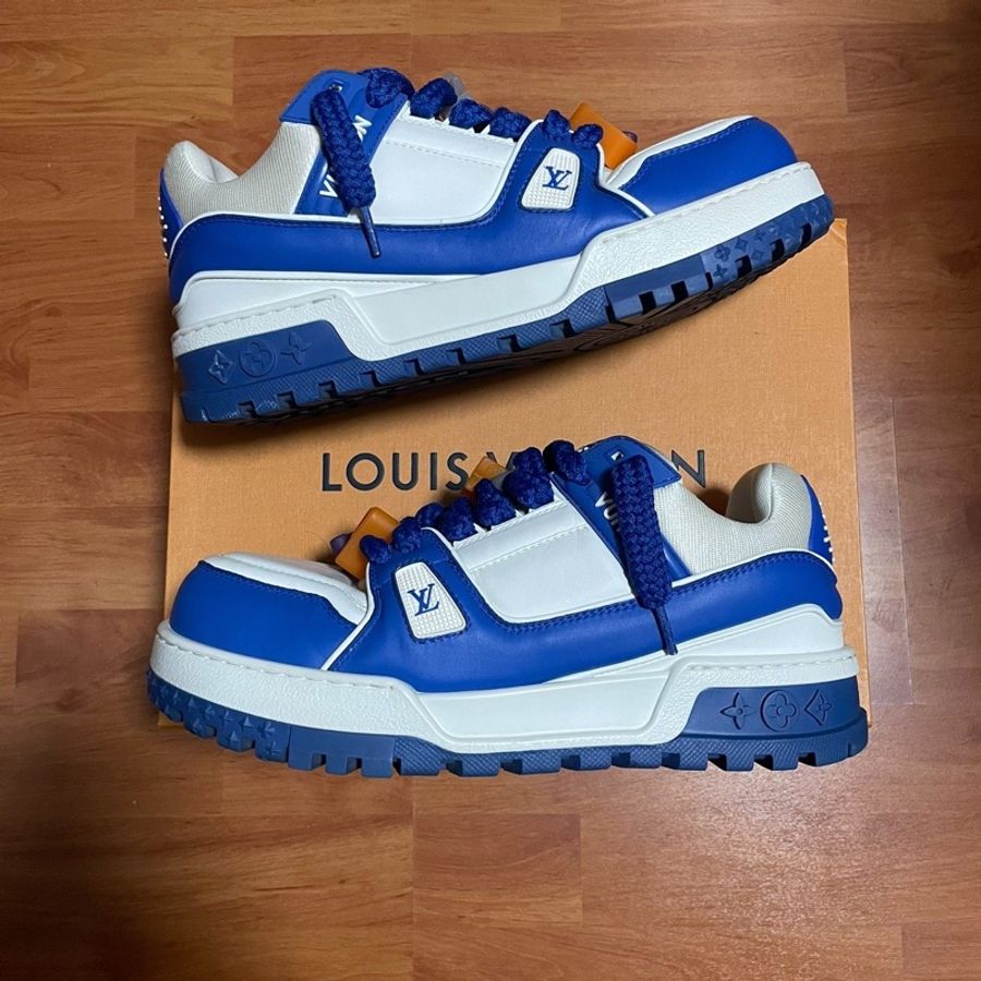 Lv Trainer Maxi小胖丁 路易威登時尚板鞋 男款白藍 42碼-0