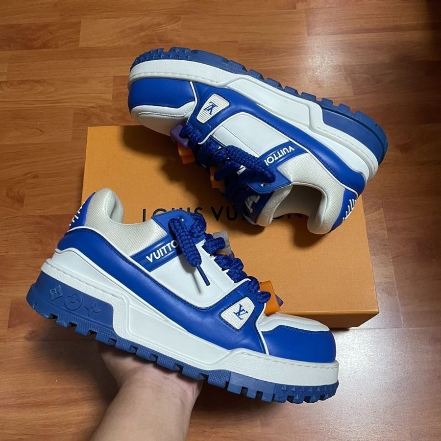 Lv Trainer Maxi小胖丁 路易威登時尚板鞋 男款白藍 42碼-8