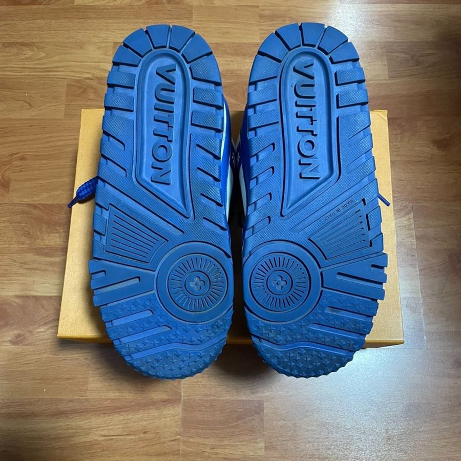 Lv Trainer Maxi小胖丁 路易威登時尚板鞋 男款白藍 42碼-9