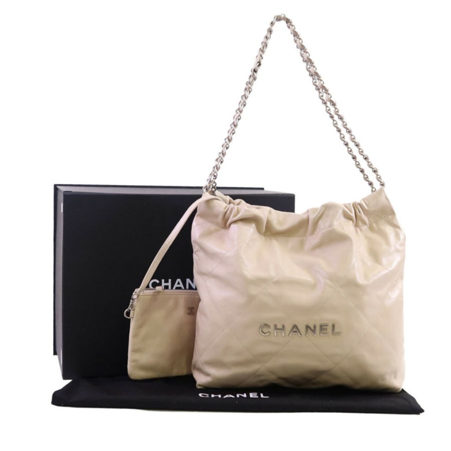 CHANEL 牛皮皮革Chanel 22 Small銀扣鏈帶肩背袋-9