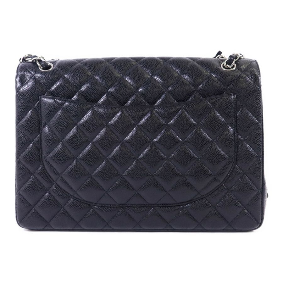 CHANEL 牛皮皮革Maxi Classic銀扣鏈帶肩背袋-1
