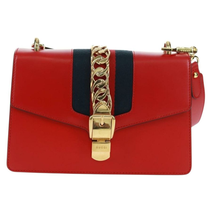 【日本直送】GUCCI Silvi Sherry Line 皮革雙肩包 紅色金色 421882 正品 BA9495V-12