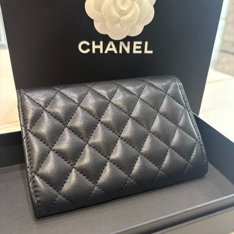 *SHIHNA名牌精品* CHANEL 經典菱格黑金口蓋中夾-4