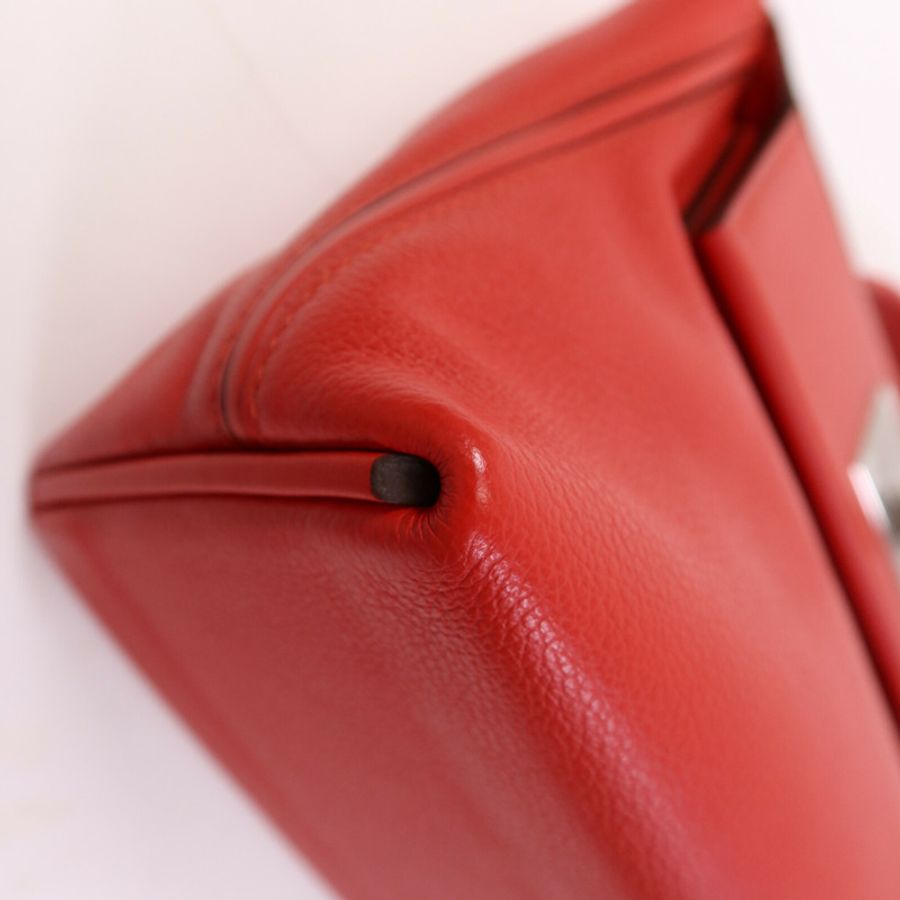 HERMES Evercolor/Swift皮革24/24 Mini銀扣手挽肩背兩用袋Rouge Piment-12