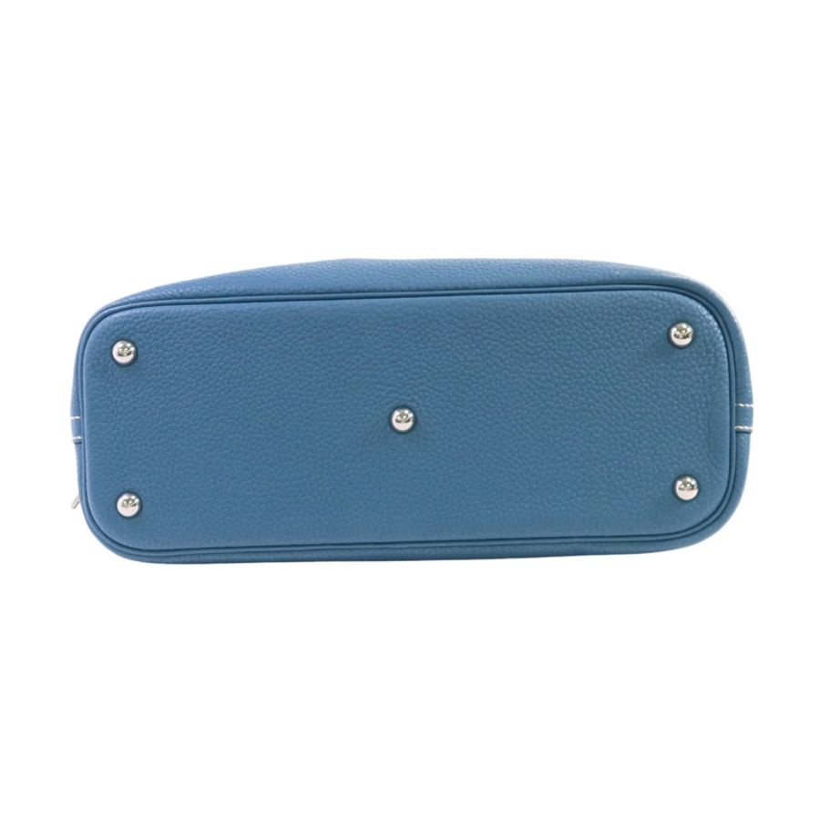 HERMES Clemence皮革Bolide 31銀扣手挽肩背兩用袋Bleu Jean-3