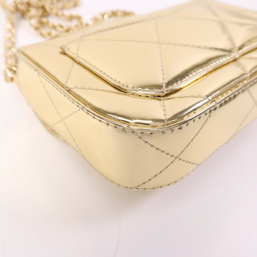 CHANEL 牛皮皮革Chain Shoulder金扣鏈帶手挽肩背兩用袋-13