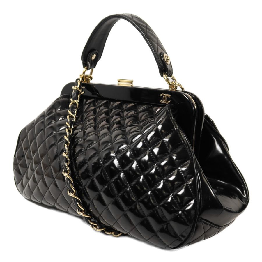 CHANEL 漆皮皮革2 way Shoulder金扣手挽肩背兩用袋 鏈帶-2