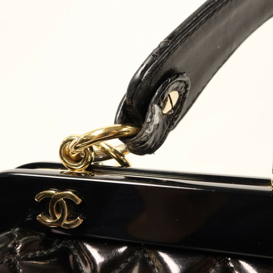 CHANEL 漆皮皮革2 way Shoulder金扣手挽肩背兩用袋 鏈帶-14