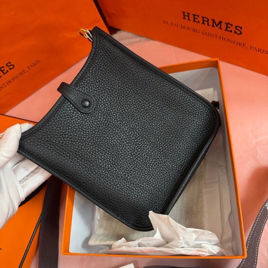 全新 Hermes愛馬仕伊芙琳迷你黑金肩背包-1