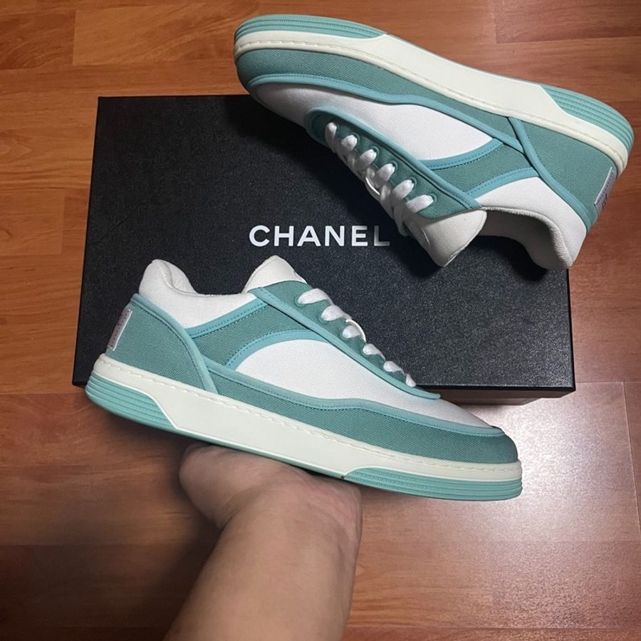 Chanel香奈兒23b低幫板鞋 女款 白綠 尺碼:37碼-7