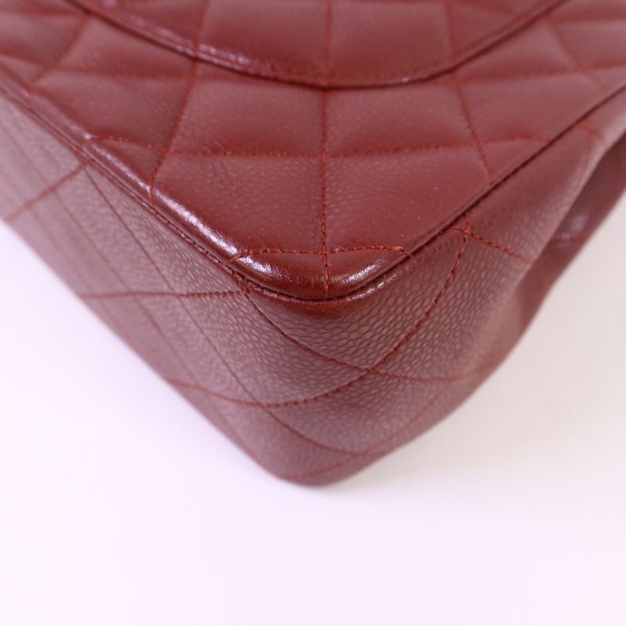 CHANEL 牛皮皮革Large Classic銀扣鏈帶肩背袋-12