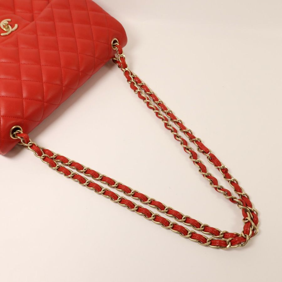 CHANEL 羊皮皮革Large Classic金扣鏈帶肩背袋-7