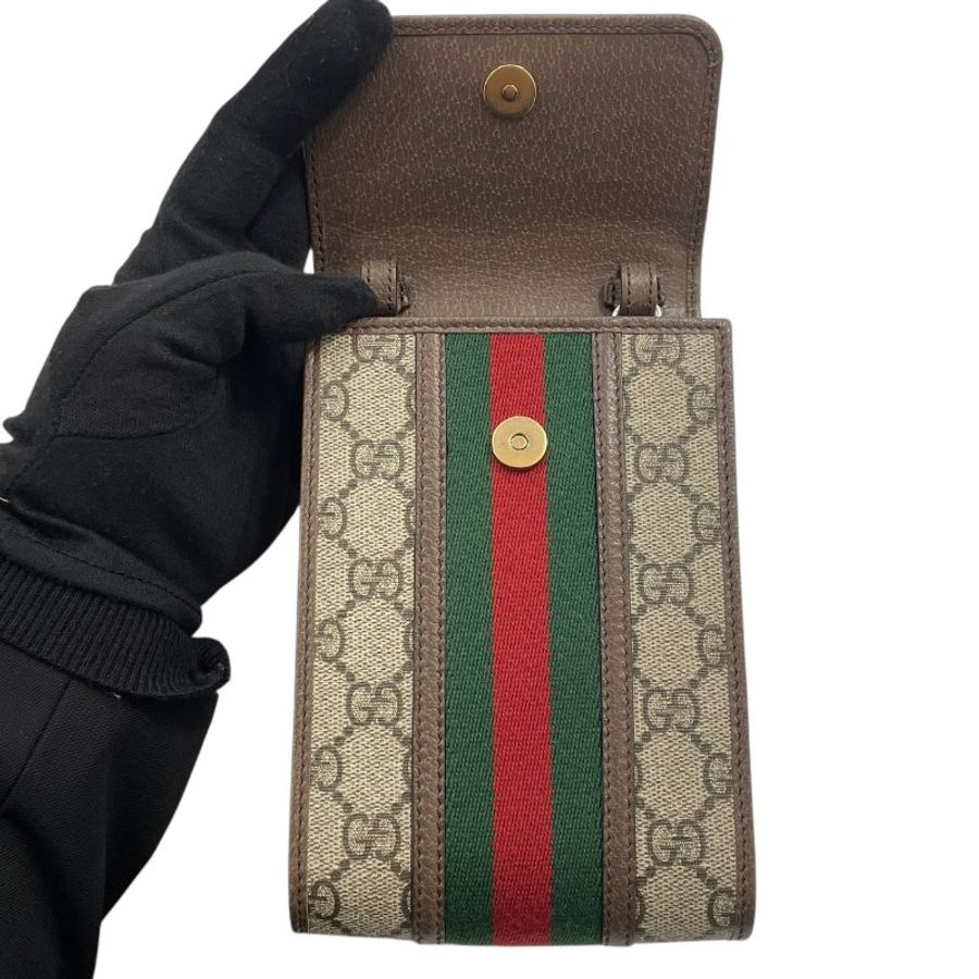 GUCCI 古馳 625757 側背手機包 GGSUPREME PVC帆布 老花 棕色系-11
