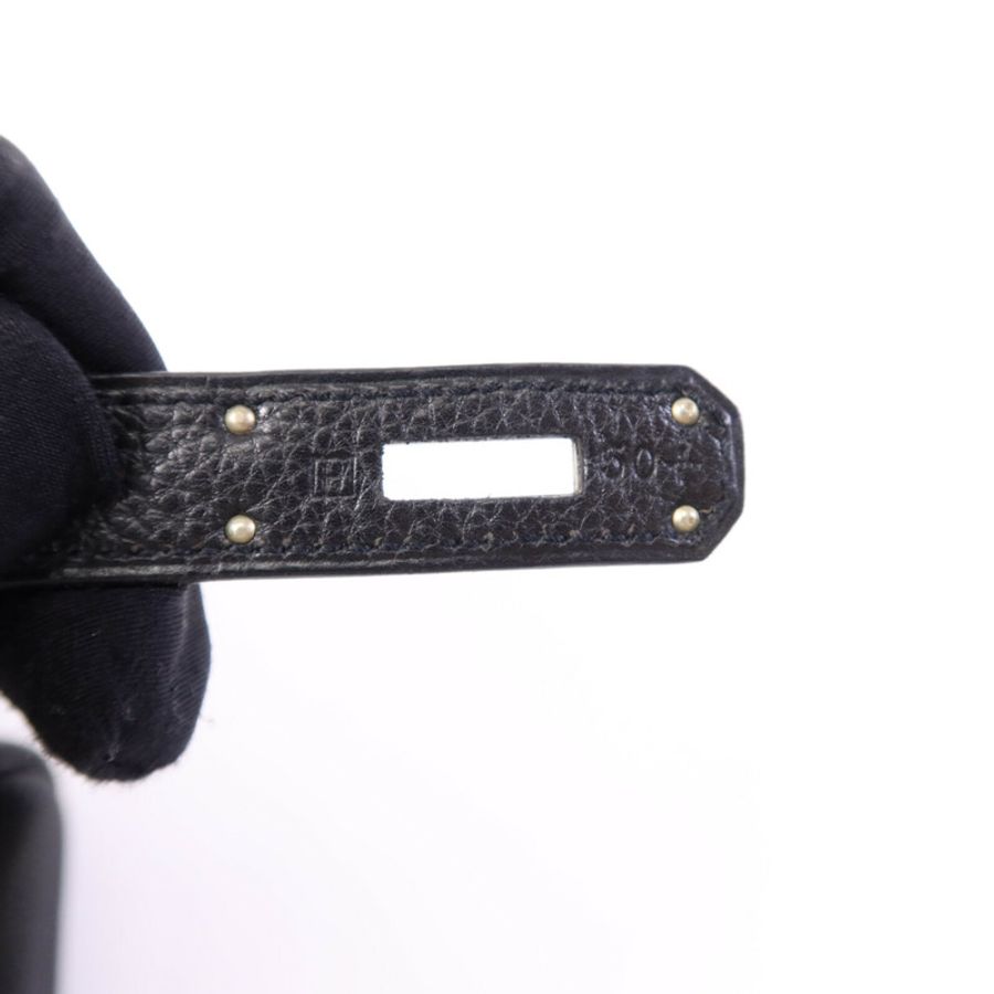 HERMES Clemence皮革Kelly 32銀扣手挽肩背兩用袋Noir-7
