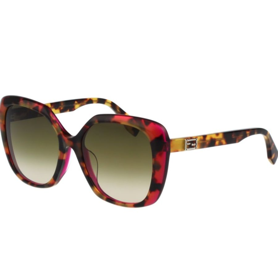 FENDI 時尚造型太陽眼鏡 (紅豹紋)-0