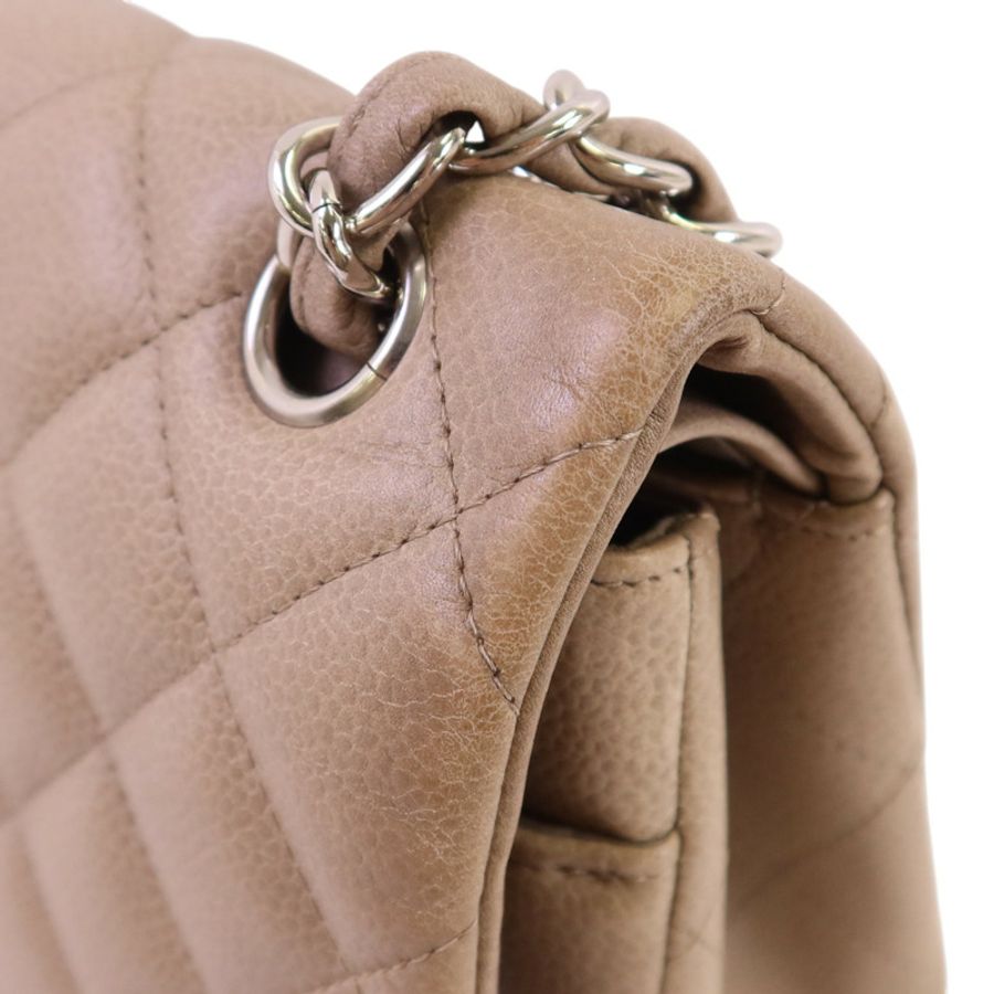 CHANEL 牛皮皮革Large Classic銀扣鏈帶肩背袋-24