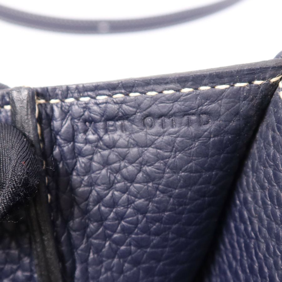 HERMES Clemence皮革Halzan 31銀扣手挽肩背兩用袋Bleu Nuit-7
