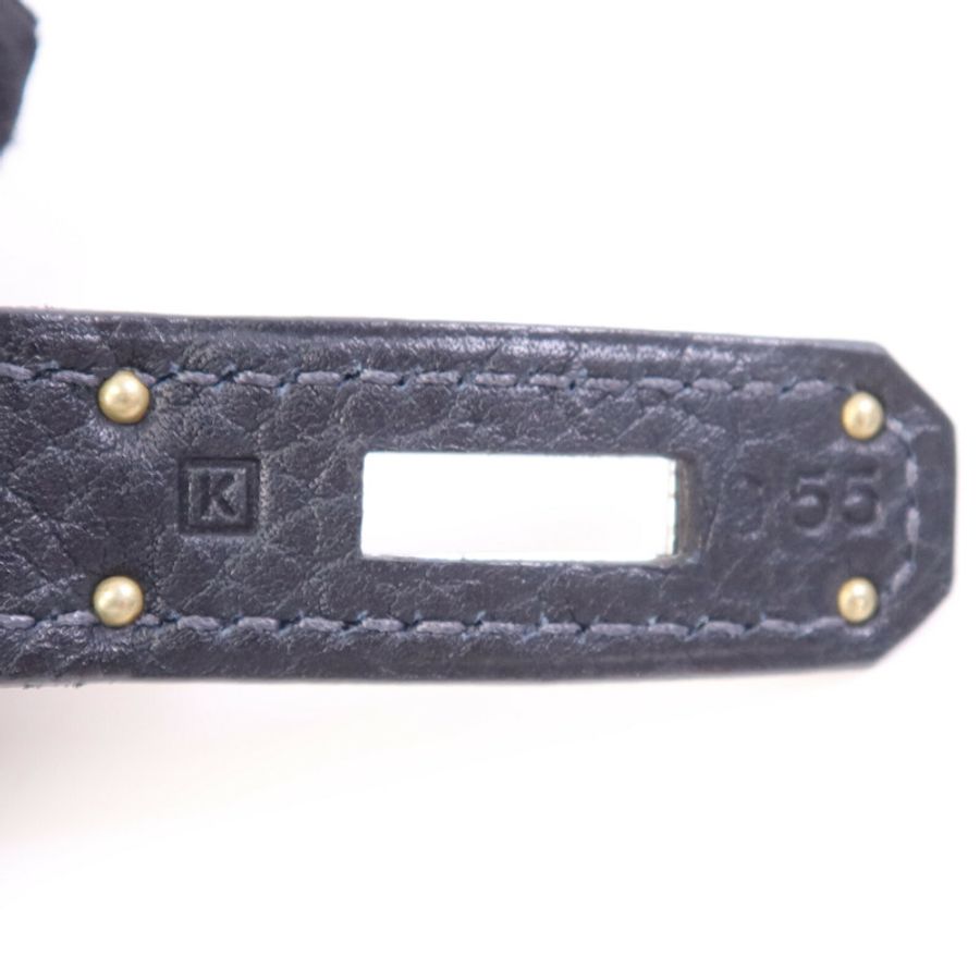 HERMES Fjord皮革Kelly 32銀扣手挽肩背兩用袋Navy-7