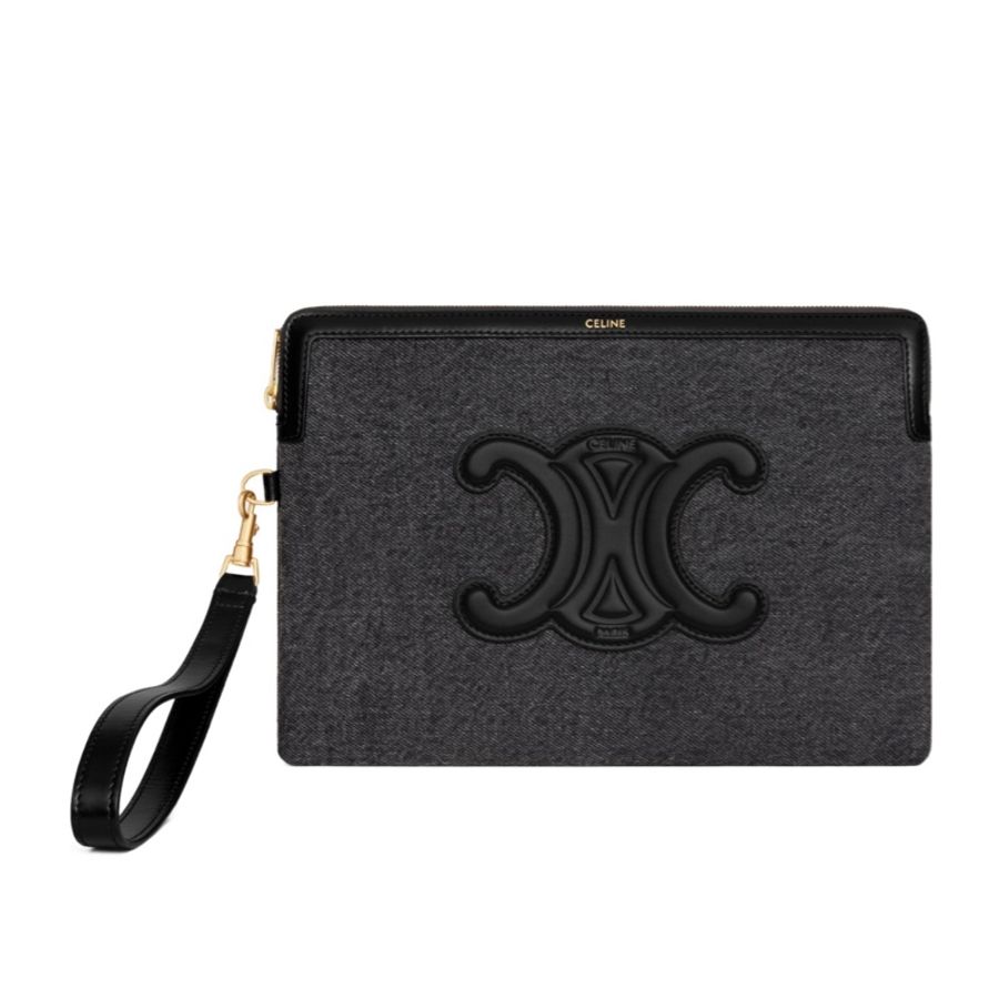 Celine 女士 牛仔布 CUIR TRIOMPHE 手拿包均碼碼25cm*1cm*17.5cm-0