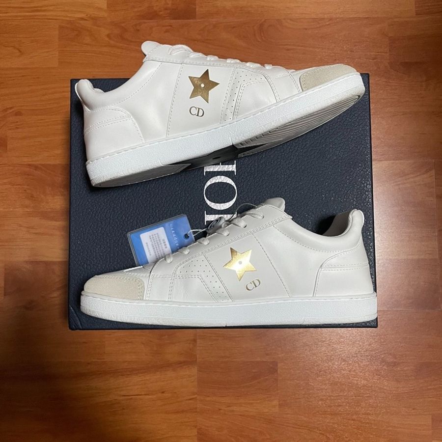 Dior正品迪奧Star厚底鞋 CD印花板鞋 女款白金色 37碼-1