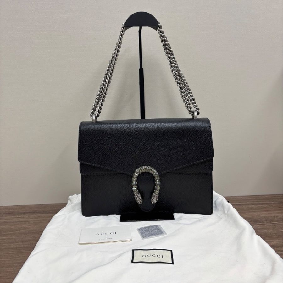 GUCCI Dionysus墨銀鑽扣大號全皮酒神手提腋下包29*21*7 98新配件塵袋-1