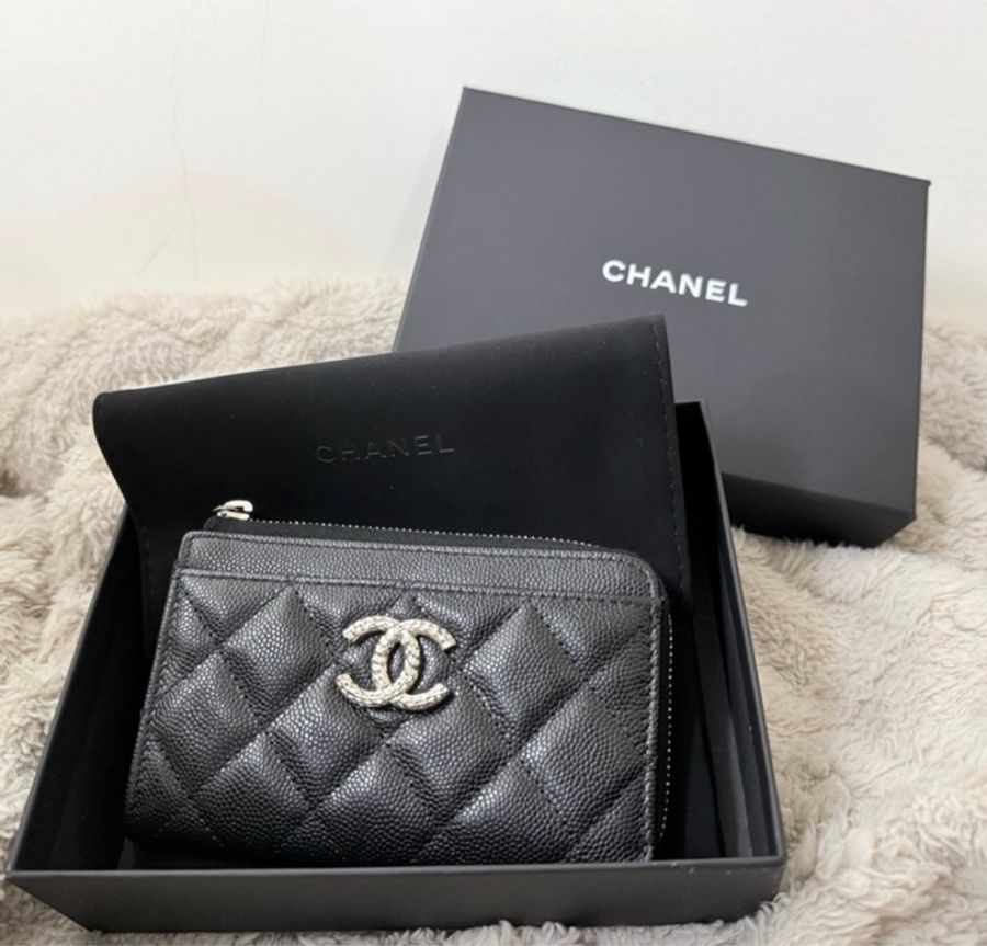 Chanel 香奈兒 L型拉鏈零錢卡包 零錢包 卡片包-0