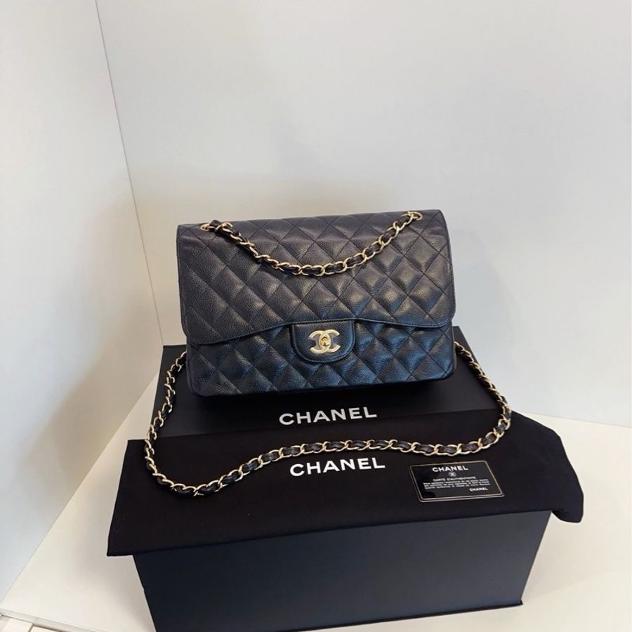 ✨Chanel 牛皮 jumbo 閒置新 配件齊 側背斜背皆可🖤-1