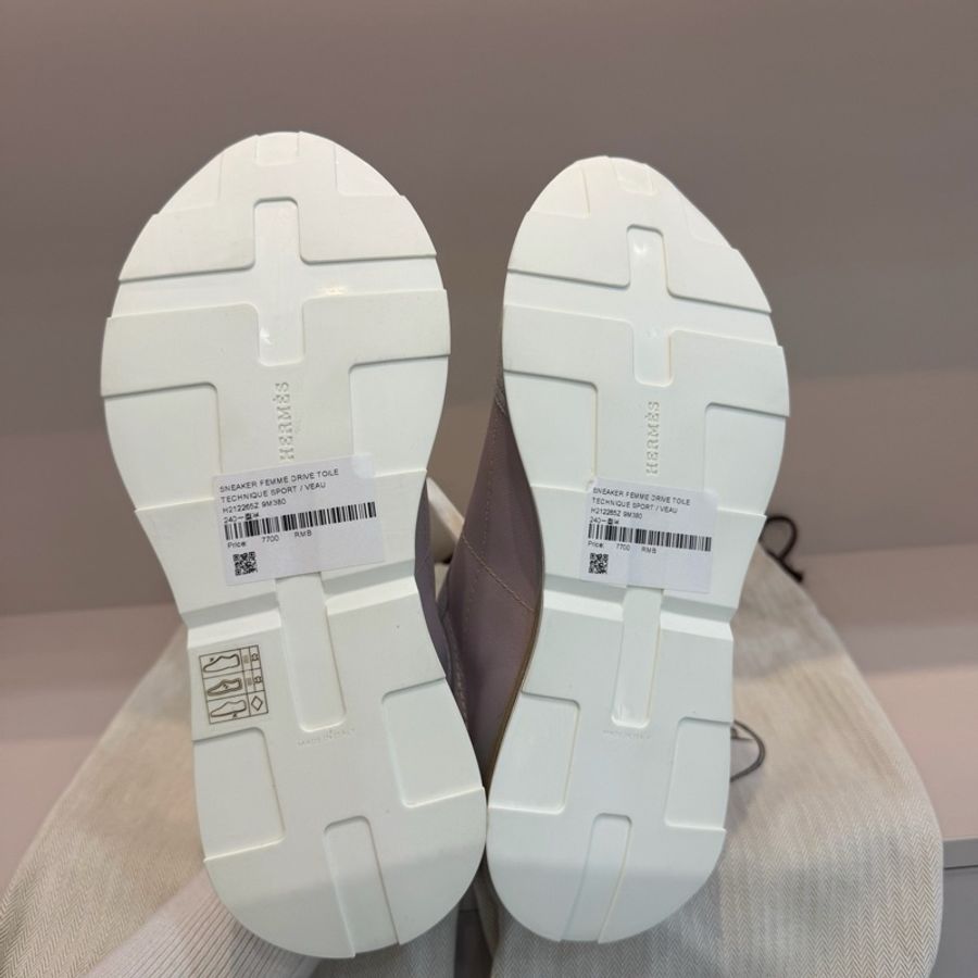 閒置新HERMES 愛馬仕 Drive 低幫 生活休閒鞋 女款 粉灰,38碼粉色拼灰色的休閒鞋-7