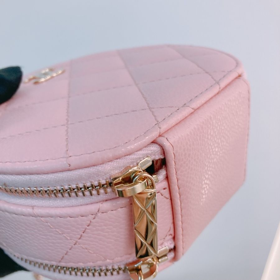MS0524 CHANEL 香奈兒迷你圓餅化妝包包ROUND TOP HANDLE CLUTCH WITH CHAIN CAVIAR-5