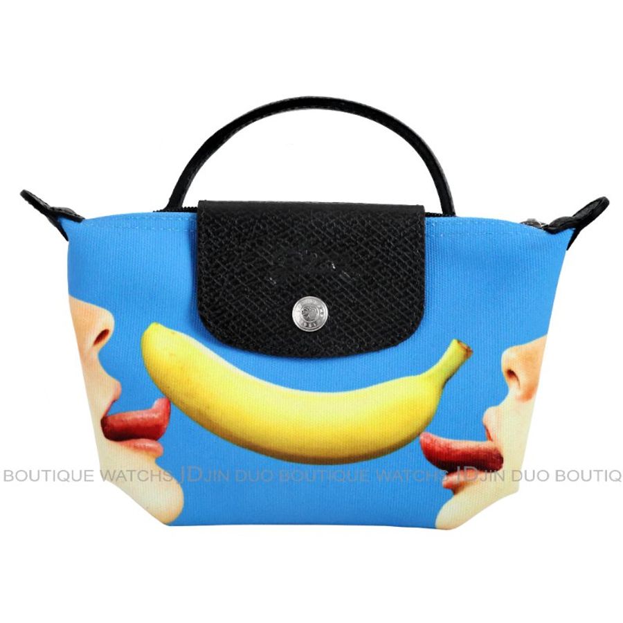 金鐸精品~2502 LONGCHAMP TOILETPAPER聯名系列微笑香蕉圖騰手拿包 全新品-0
