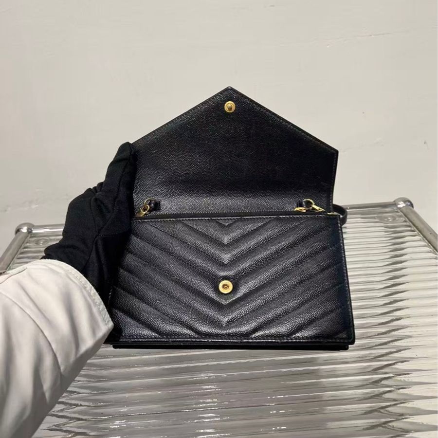 🔥新到:YSL / 聖羅蘭 鏈條信封包小號 魚子醬牛皮,尺寸: 19*12.5cm-6