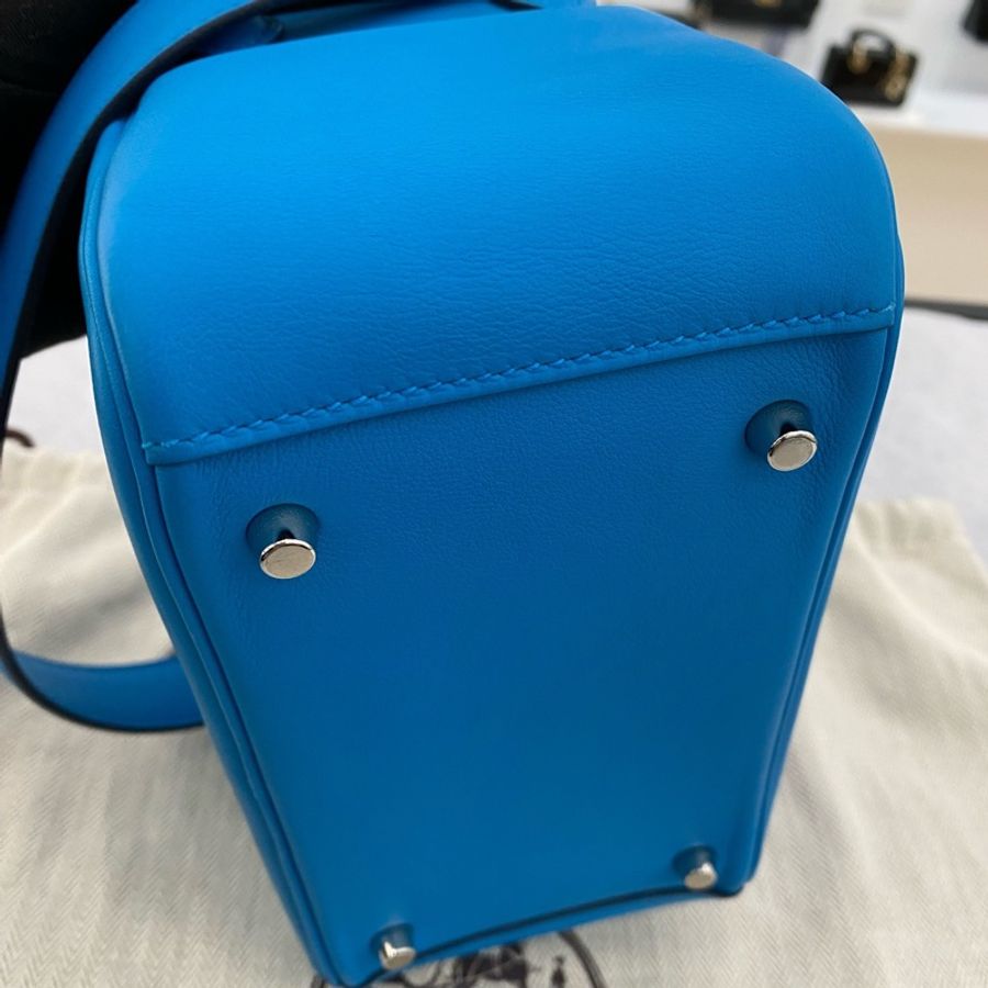🌈Hermes💙Mini lindy一代💙藍色銀扣🌈99.8新閑置🌟Swift皮🌟愛馬仕🌟-3
