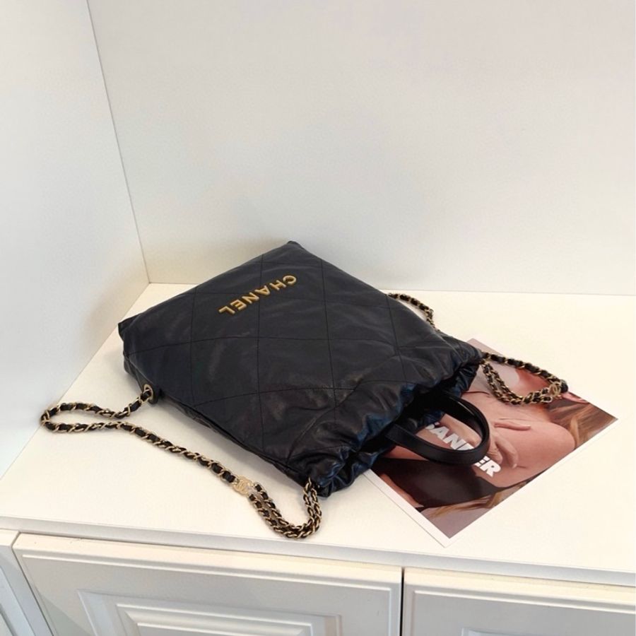 ✨Chanel 22bag黑金後背包 99新 小號晶片款🖤-9