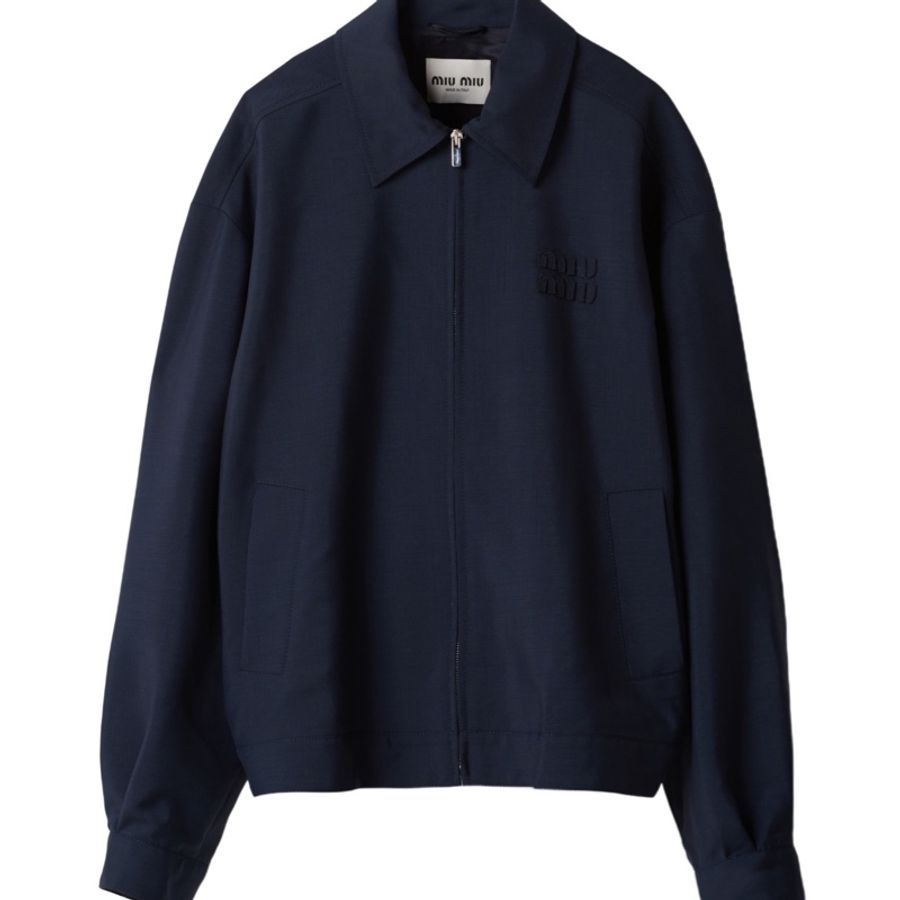 Miu Miu 女士 徽標刺繡羊毛休閒夾克IT-36 IT-38 IT-40 IT-42 IT-44 IT-46 IT-48碼-0