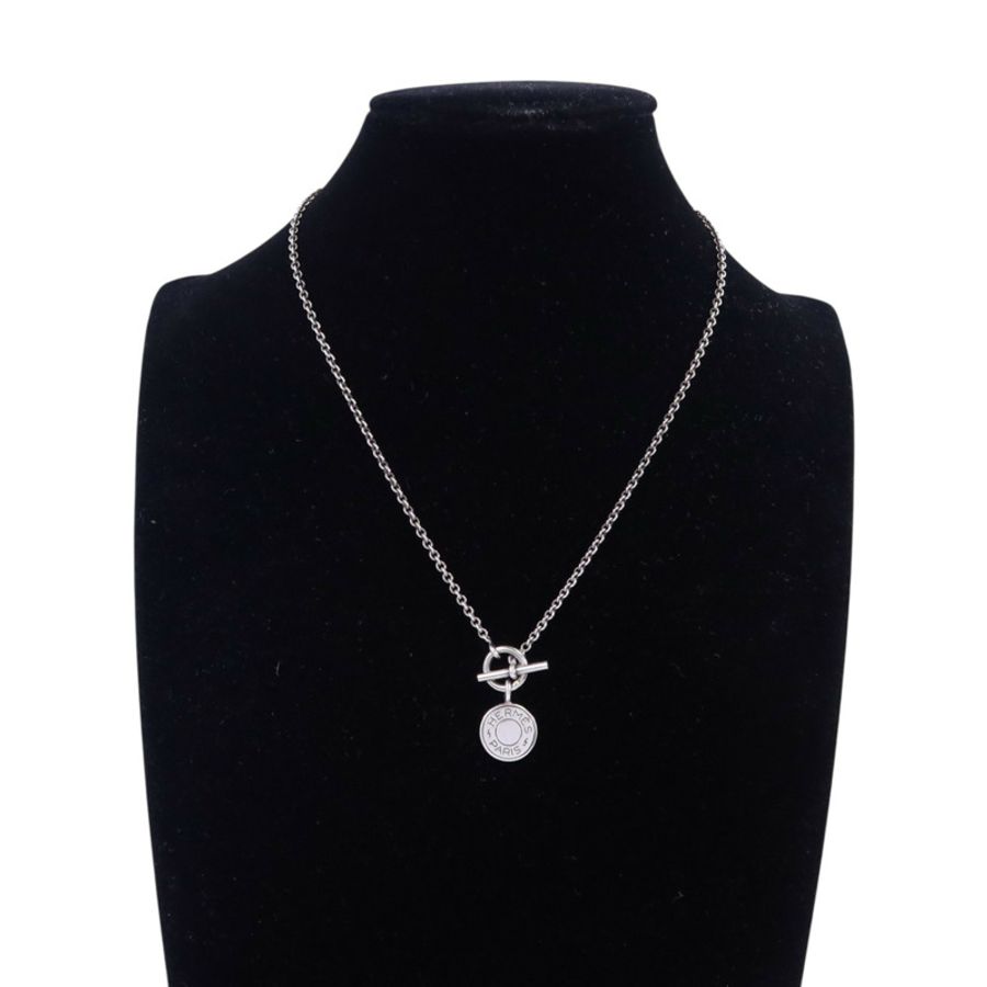 HERMES 925純銀Amulettes Ex-Libris Necklace銀扣項鏈-6