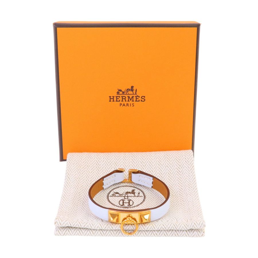 HERMES Swift皮革Mini Rivale Bracelet金扣手鏈-9