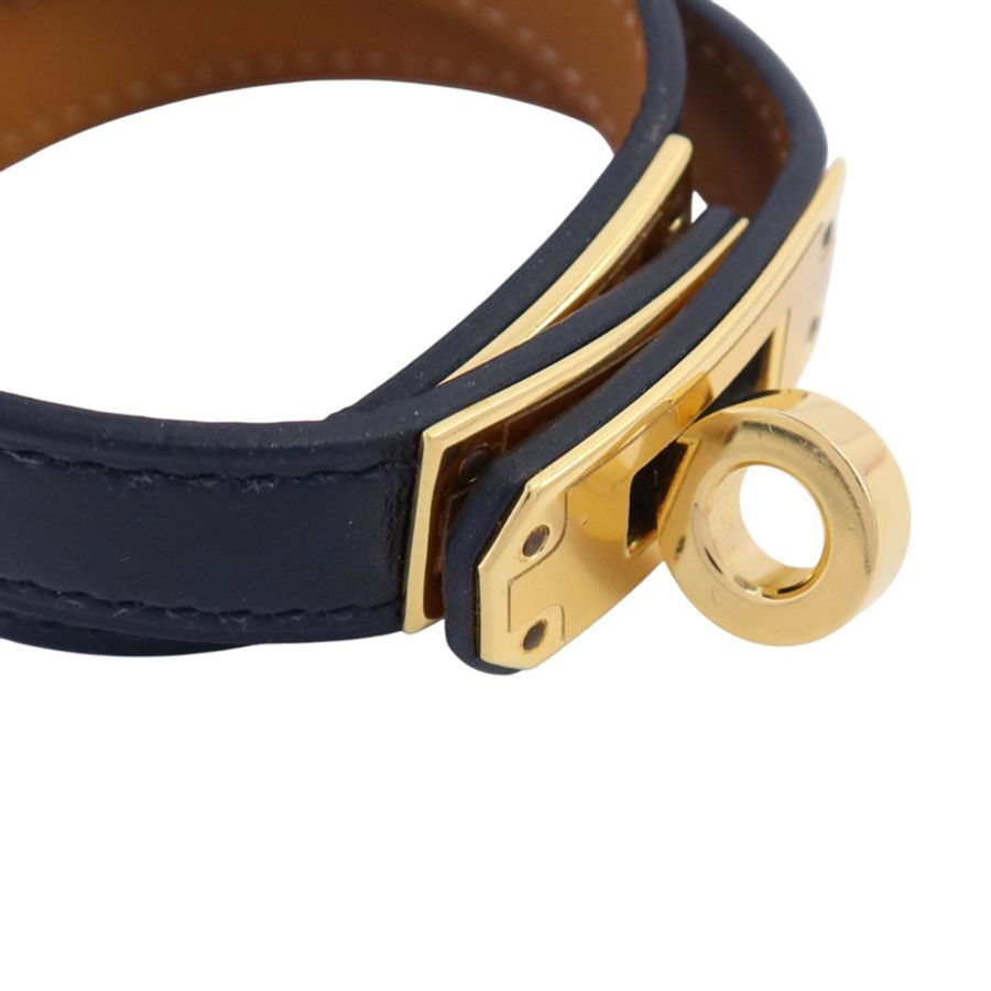HERMES Swift皮革Kelly Double Tour Bracelet金扣手鏈-5