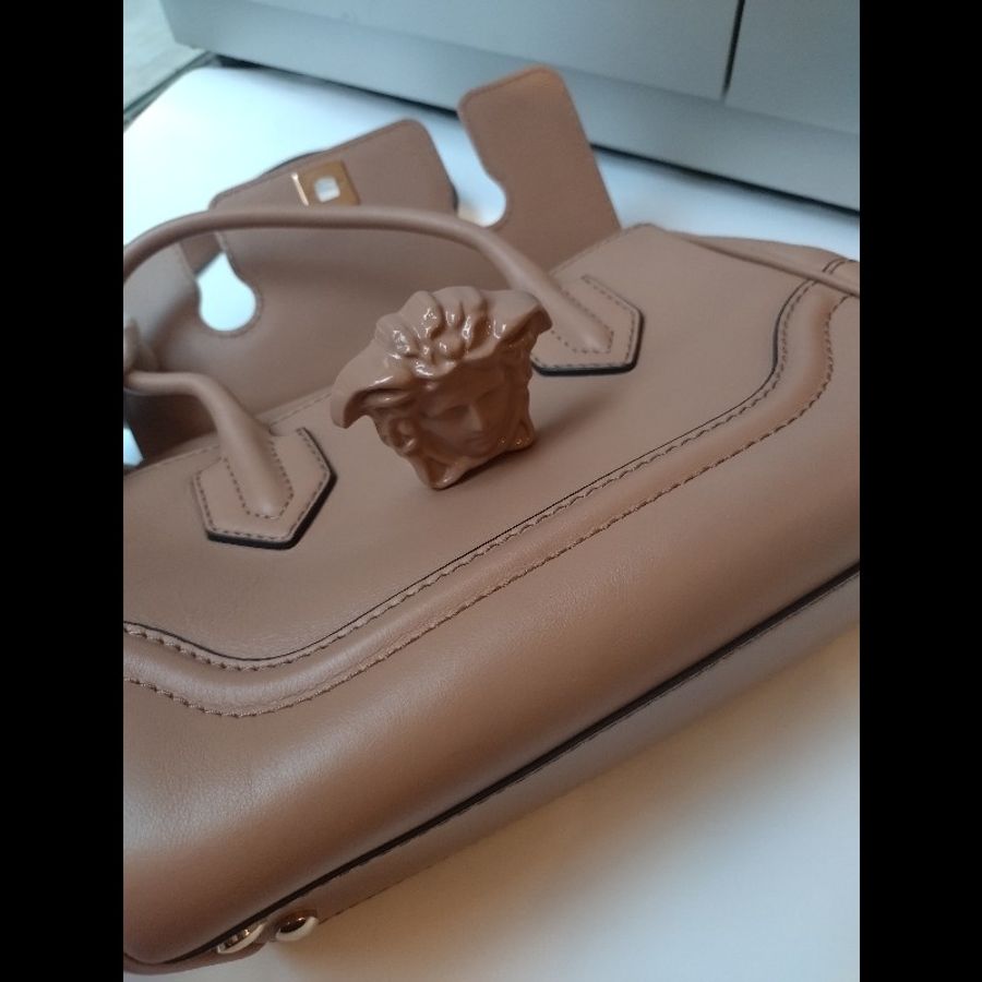 Versace 駝色皮革梅杜莎釦兩用包-19