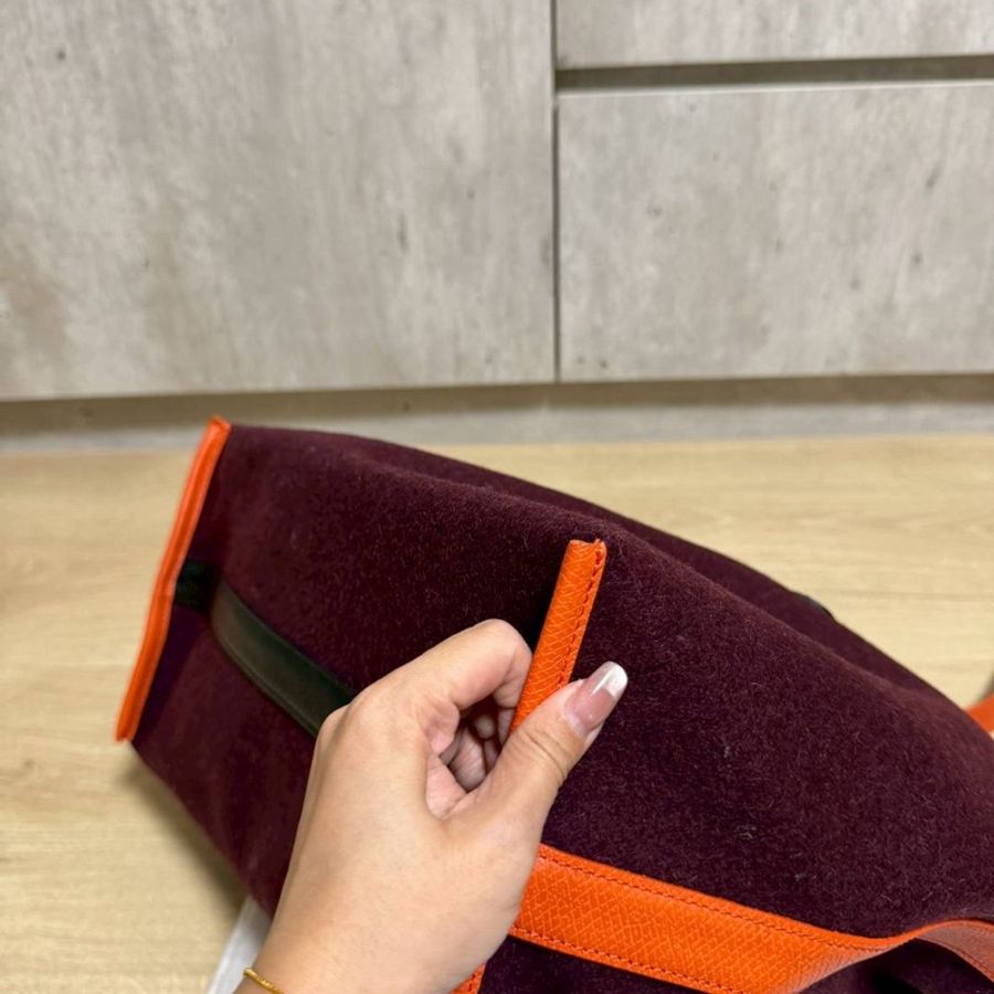 LONGCHAMP Roseau Essential Flanelle系列 酒紅 羊毛 手提包 肩背包 側背包 斜背包-20