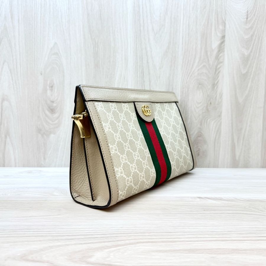 Gucci燕麥色原花磁吸釦式鍊條孫芸芸側背包503877-3