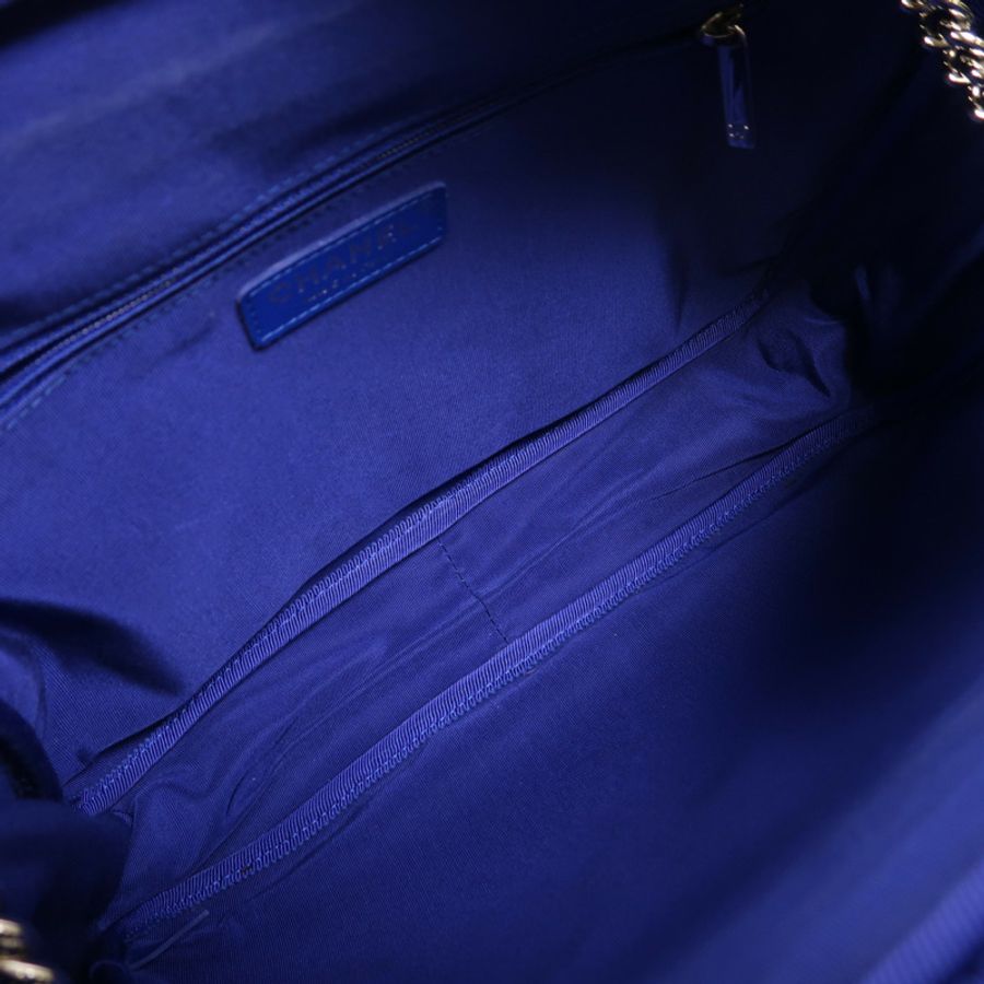CHANEL 帆布Chain Shoulder銀扣鏈帶肩背袋-4