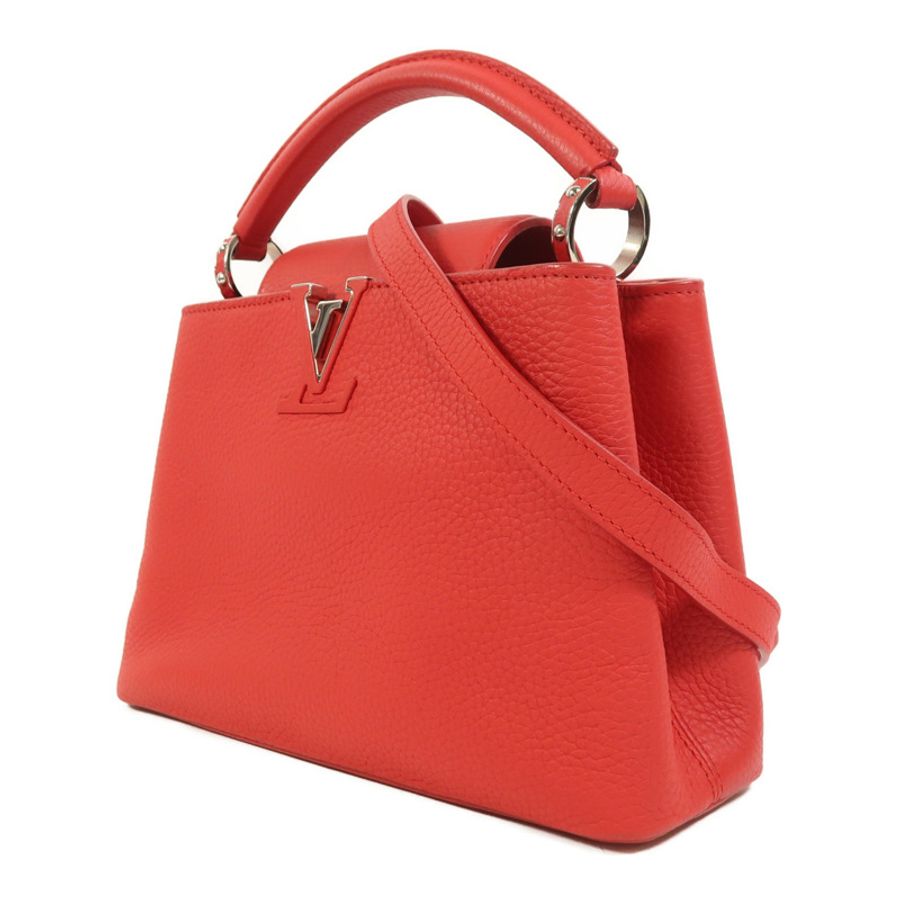 LOUIS VUITTON Taurillon Capucines BB銀扣手挽肩背兩用袋-2