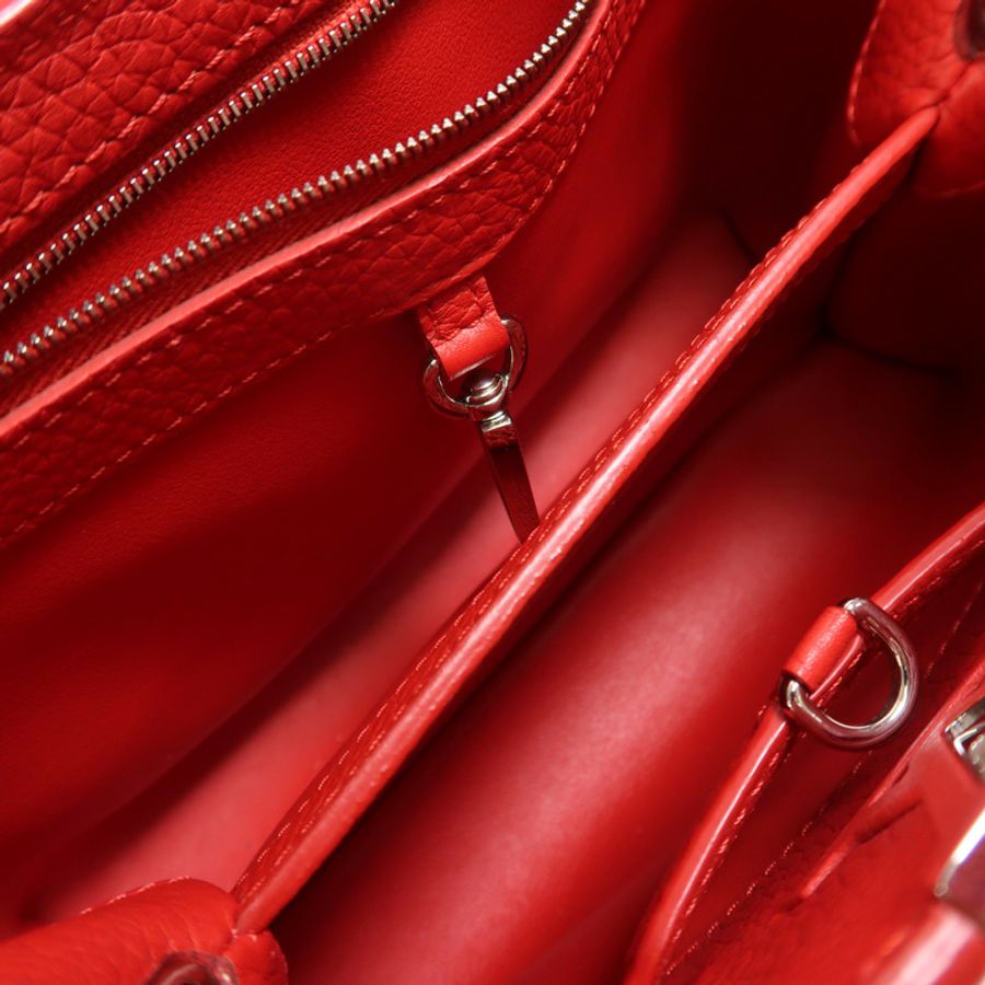 LOUIS VUITTON Taurillon Capucines BB銀扣手挽肩背兩用袋-4