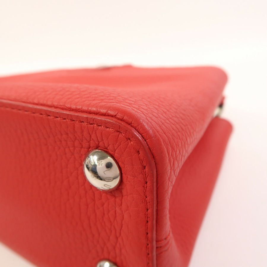 LOUIS VUITTON Taurillon Capucines BB銀扣手挽肩背兩用袋-8