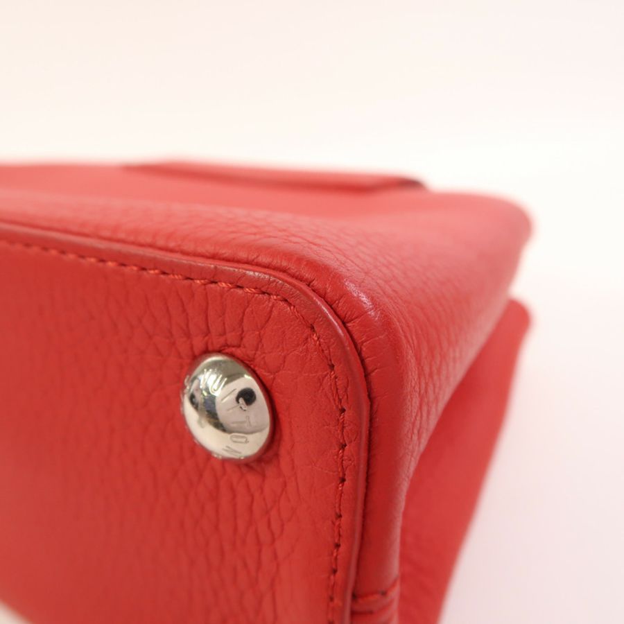 LOUIS VUITTON Taurillon Capucines BB銀扣手挽肩背兩用袋-10