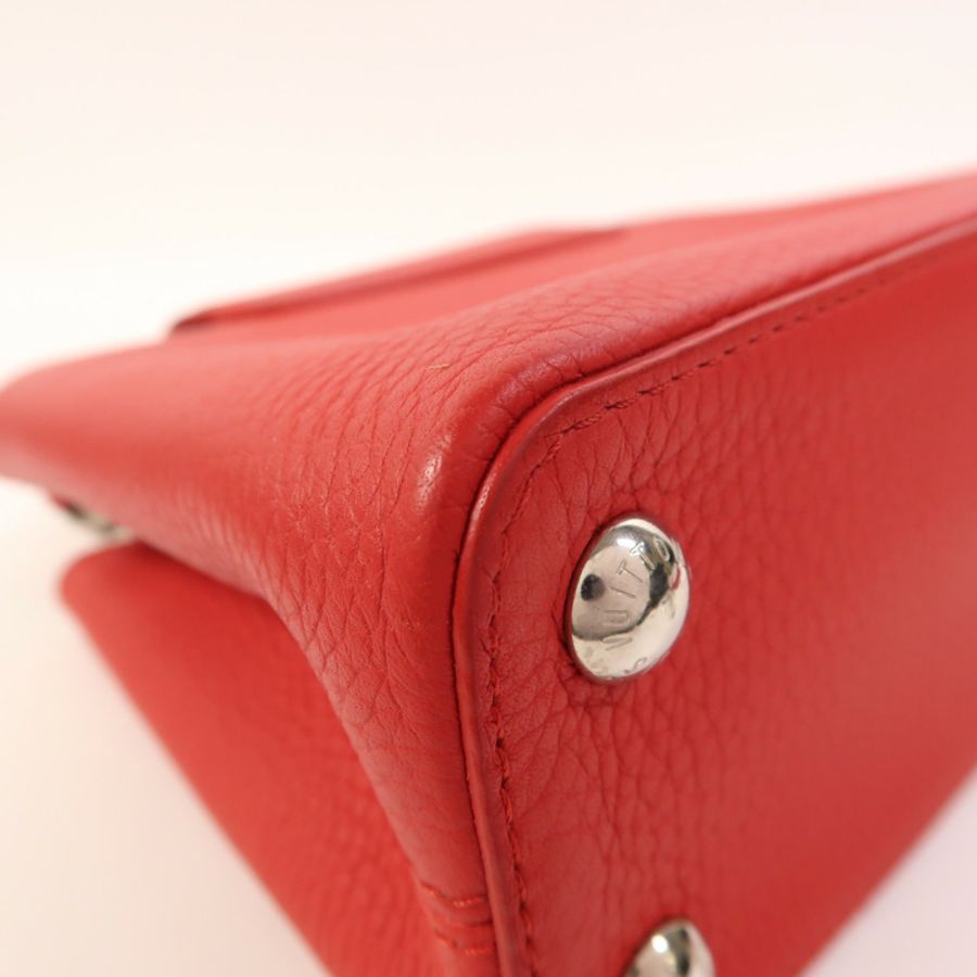 LOUIS VUITTON Taurillon Capucines BB銀扣手挽肩背兩用袋-11